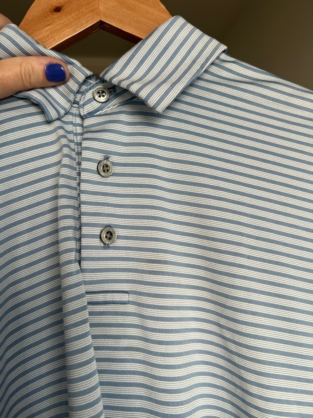 Men's PGA Light Blue Striped Golf Shirt - L - Picture 6 of 7